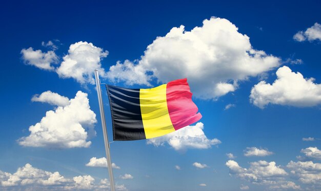 belgium nationaBelguiml waving flag beautiful sky 796679 503